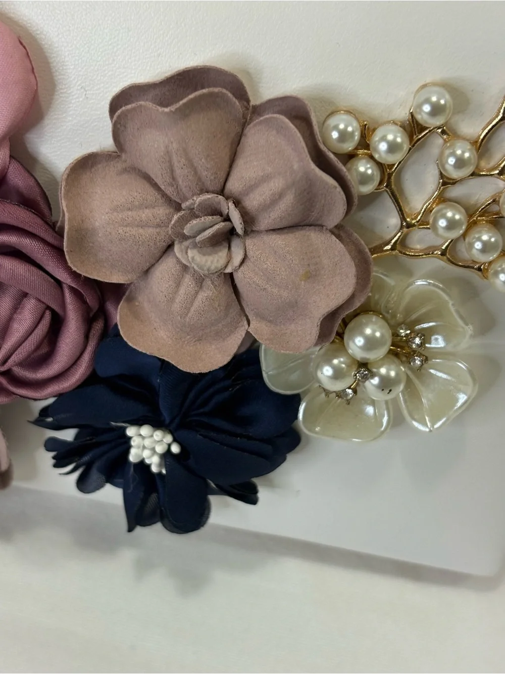 Floral Embellished White Clutch with Multicolor Flowers